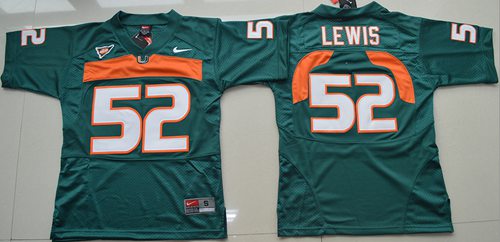 Hurricanes #52 Ray Lewis Green Stitched Youth NCAA Jersey - Click Image to Close